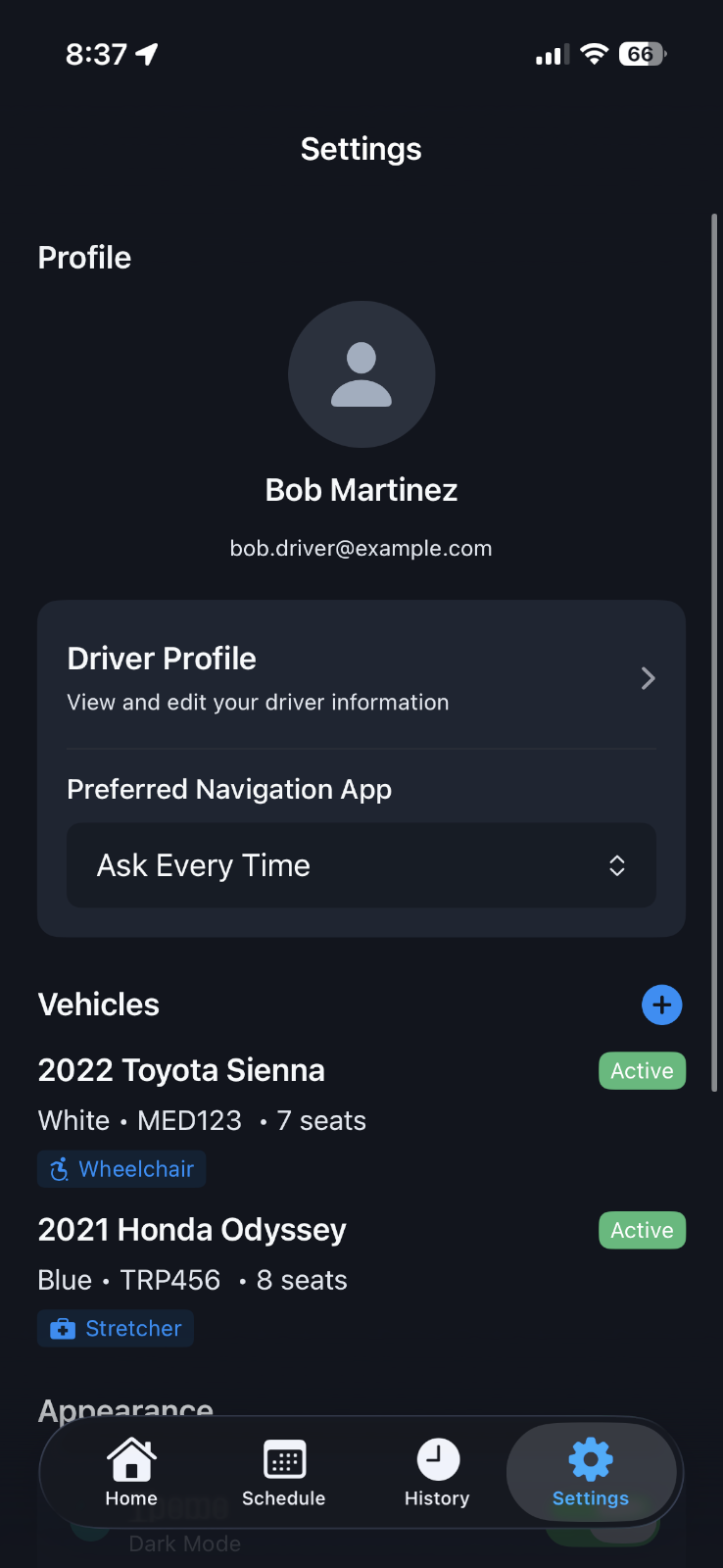 Driver settings